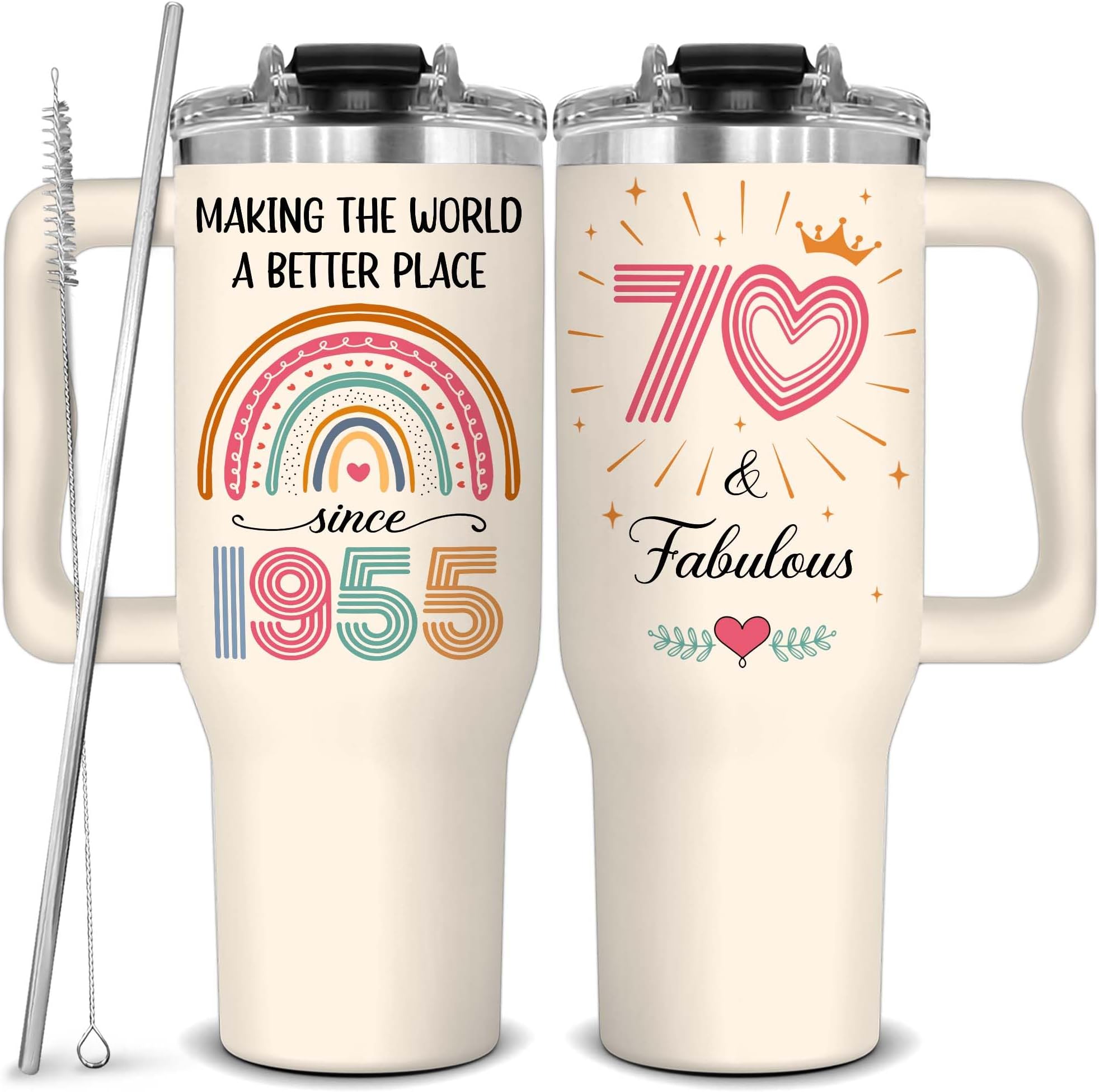 Amazon.com | BRT Bearingshui 70th & Fabulous Stainless Steel Tumbler ...