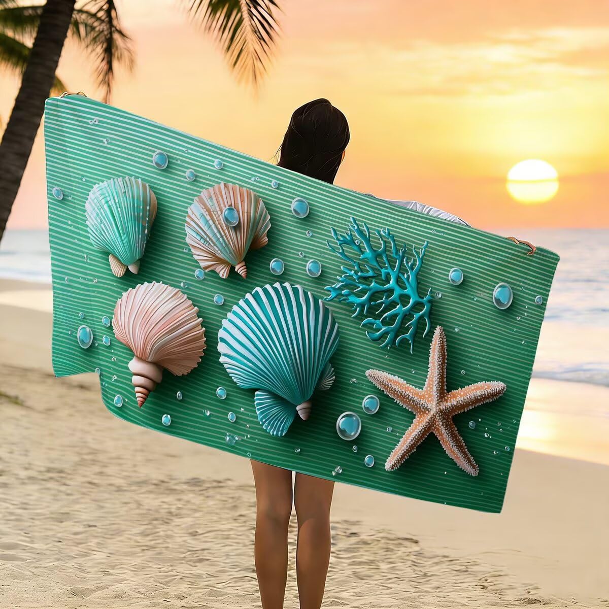 Duży ręcznik plażowy 90 x 180 cm 2 sztuki, ręcznik plażowy z mikrofibry, szybkoschnący jasnozielony ręcznik na siłownię męski, odporny na piasek ręczniki z mikrofibry akcesoria podróżne, ręcznik na