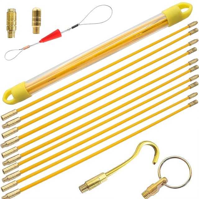 Cabling Rods Akuoly Fish Tape 3.3m Fiberglass Electrical Cable Threader Running Puller 10Rods x 33cm
