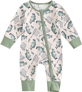 Infant Baby Boy Girl Fishing Outfit Long Sleeve Romper Onesie Jumpsuit Newborn Coming Home Fall Clothes