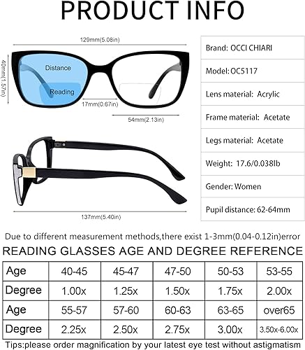 Miniatura 6 de OCCI CHIARI Lentes de lectura bifocales para mujer, a la moda, grandes ojos de gato, luz azul, lectores 1.0 1.5 2.0 2.5 3.0 3.5