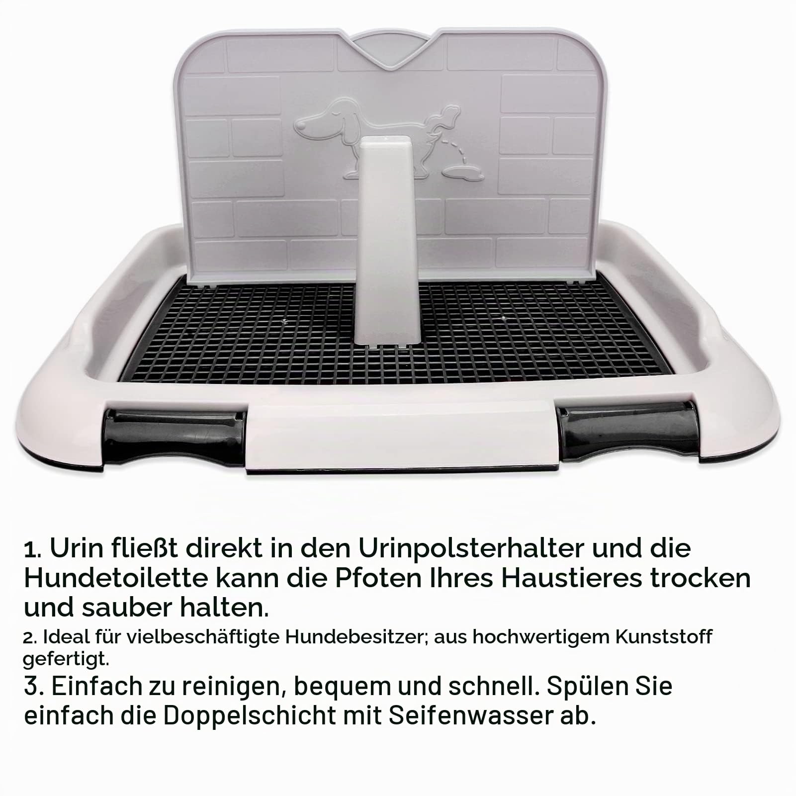 Qcwwy Hundetoilette, Indoor-Hundetöpfchen-Tablett für Hunde, Welpentraining, Toilette, Pee-Pads, Wohnung und Terrassentraining (Schwarz)