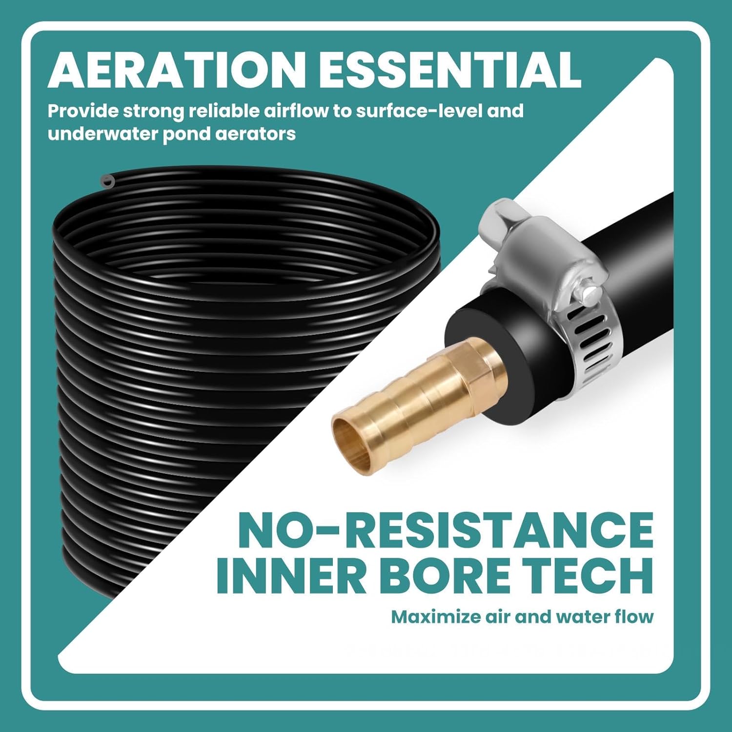 3/8 inch ID x 9/16 inch OD x 656 FT Self-Sinking Black Vinyl Tubing, Non-Toxic BPA Free Flexible Plastic Tube for Pond Aeration, Drip Irrigation, Water Air Oil Transfer