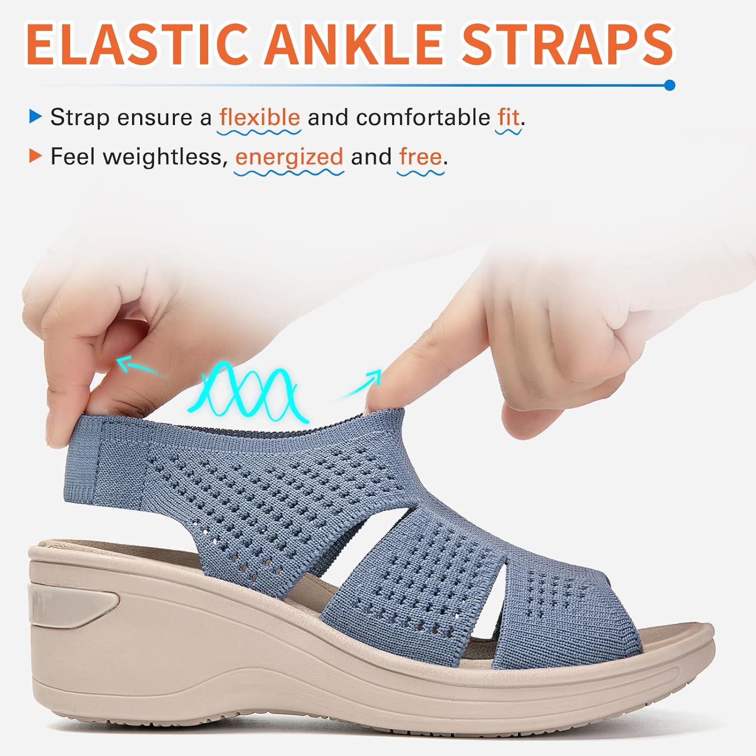 KOIMED Women's Comfortable Platform Walking Sandals With Memory Foam Open Toe Lightweight Breathable Soft Mesh Washable For Summer Travel Casual Beach Outdoor Sport - Image 6