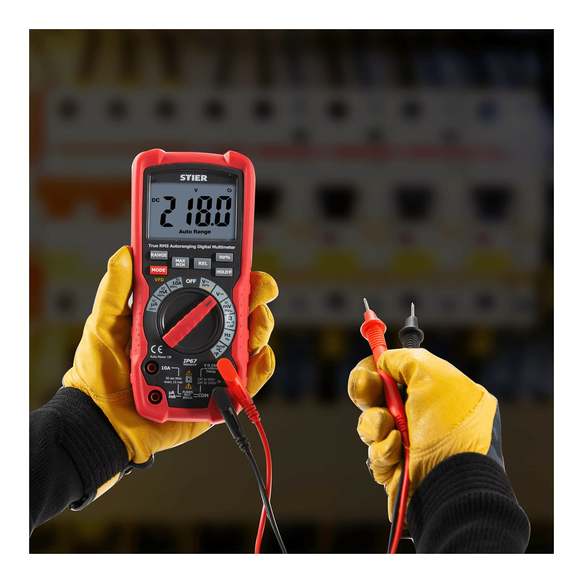 STIER Profi Digital Multimeter, 0,01mV - 1000V, AC/DC, CAT III 1000V, CAT IV 600V, VFD RMS, wasserdicht