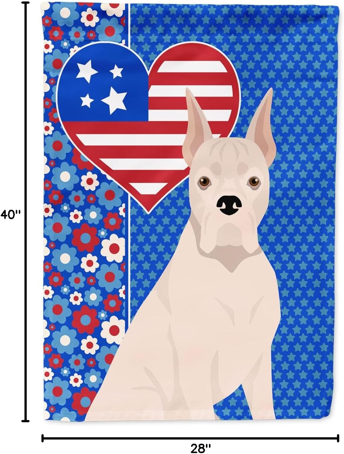 Caroline's Treasures WDK5152CHF White Boxer USA American House Flag Large Porch Sleeve Pole Decorative Outside Yard Banner Artwork Wall Hanging, Polyester, House Size, Multicolor