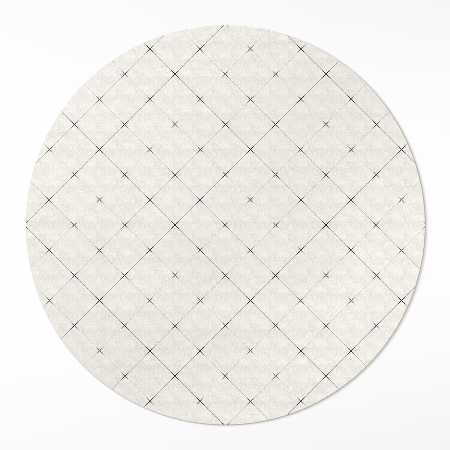 Tapis vinyle rond ø90 cm motif carrés subtils pour sol de cuisine et salon en PVC