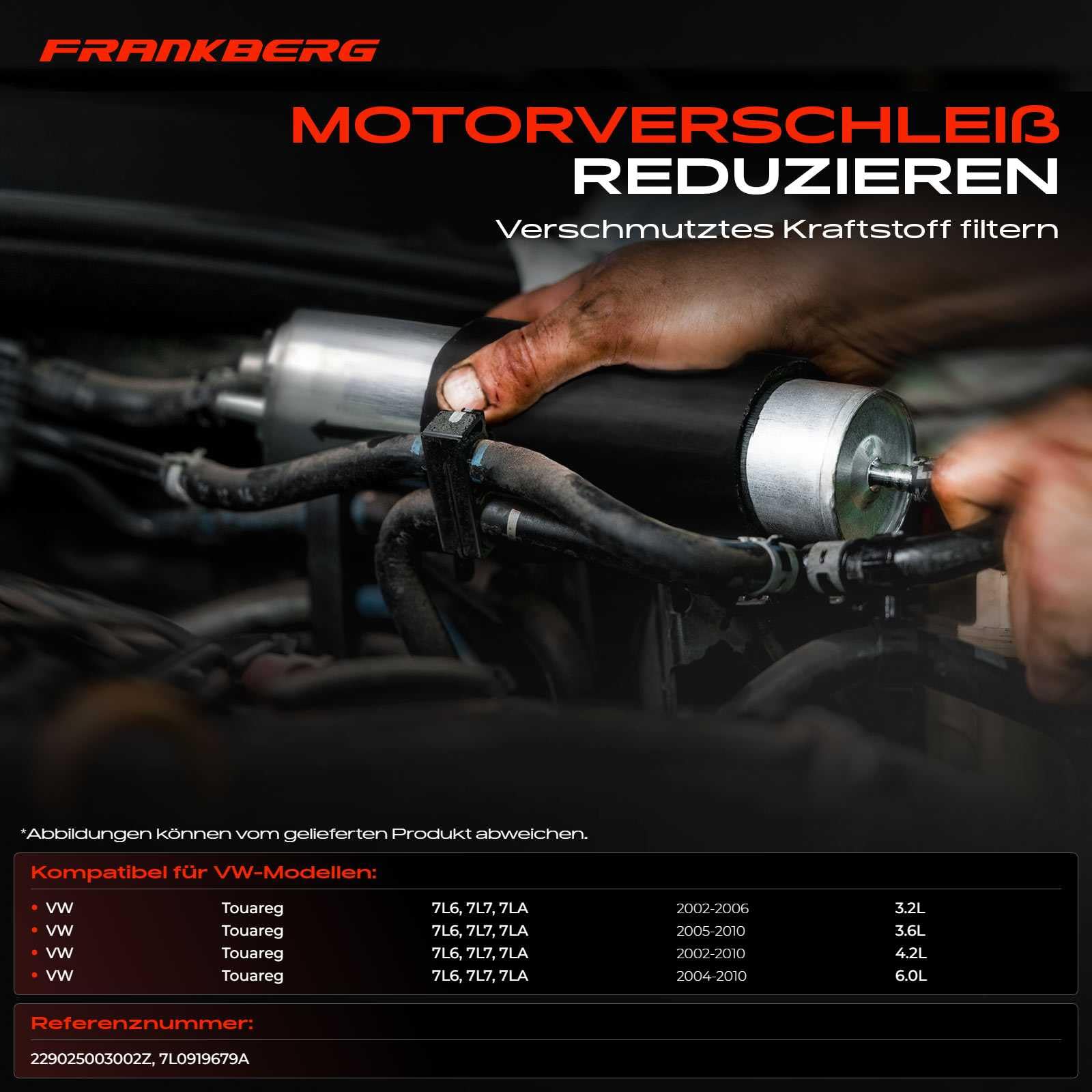 Frankberg Unidad de suministro de combustible Filtro de combustible | 7L0919679A; Compatible con: T.o.u.a.r.e.g 7L6 7L7 7LA