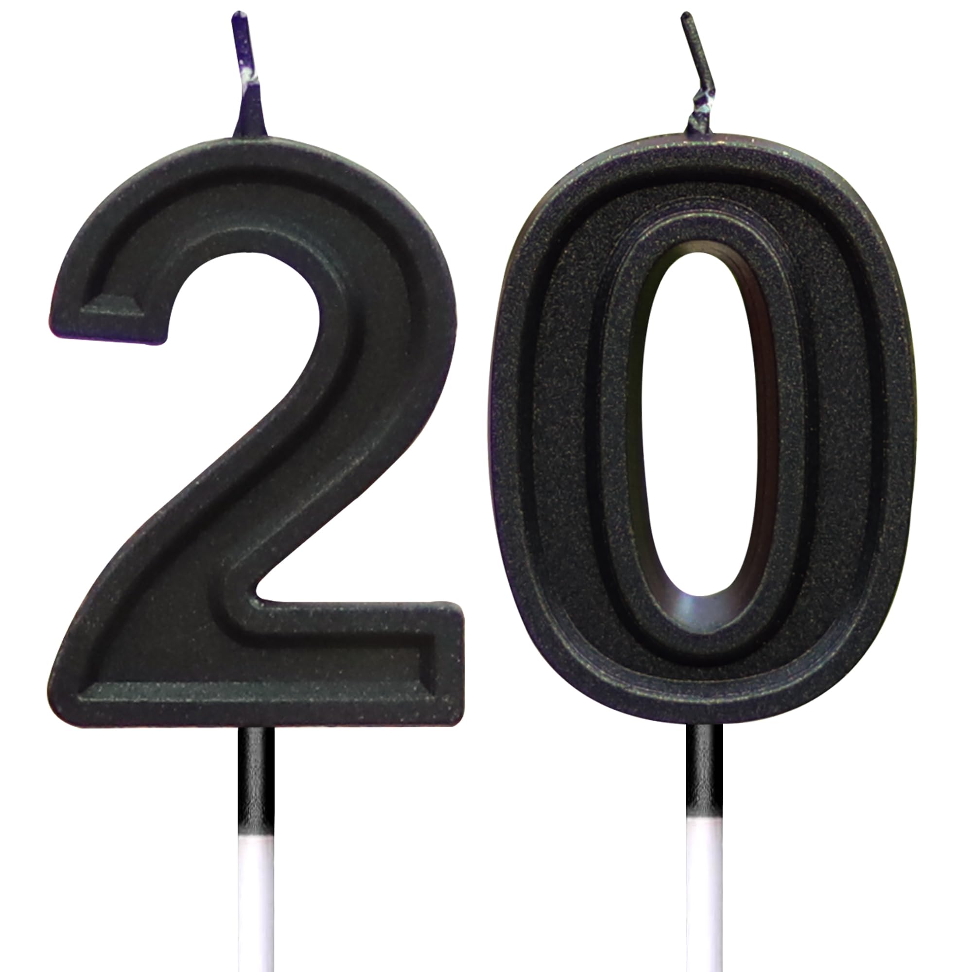 Toyventures Black Number Birthday Candle 3D Designed Cake Topper Decorations For Happy Birthday Candles Wedding Anniversary (Number 20)