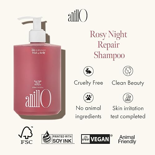 Miniatura 2 de ANILLO Rosy Night Repair Shampoo 15.2 fl oz  15.22 fl oz, champú vegano de reparación diaria con agua de rosas de damasco y complejo de ceramida