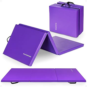 BalanceFrom 6x2 Feet 3-Panel Folding Gymnastics Mat 2-Inch Thick Pad with Vinyl Surface and Carrying Handles for Tumbling, Yoga, Pilates, Home Workouts, and Martial Arts