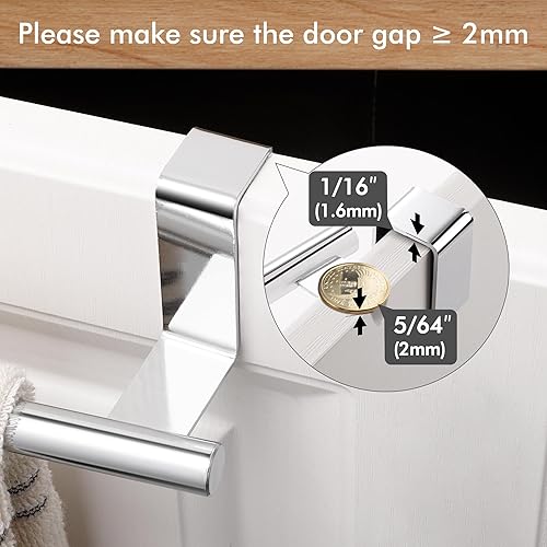 Miniatura 6 de KES Toallero para puerta de gabinete, toallero de cocina sobre el gabinete, toallero de barra de toalla de acero inoxidable SUS304, paquete de 2