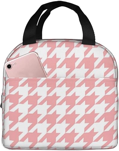 Bolsa de almuerzo blanca rosa rosa con aislamiento térmico para retención de calor, bolsas de asas portátiles