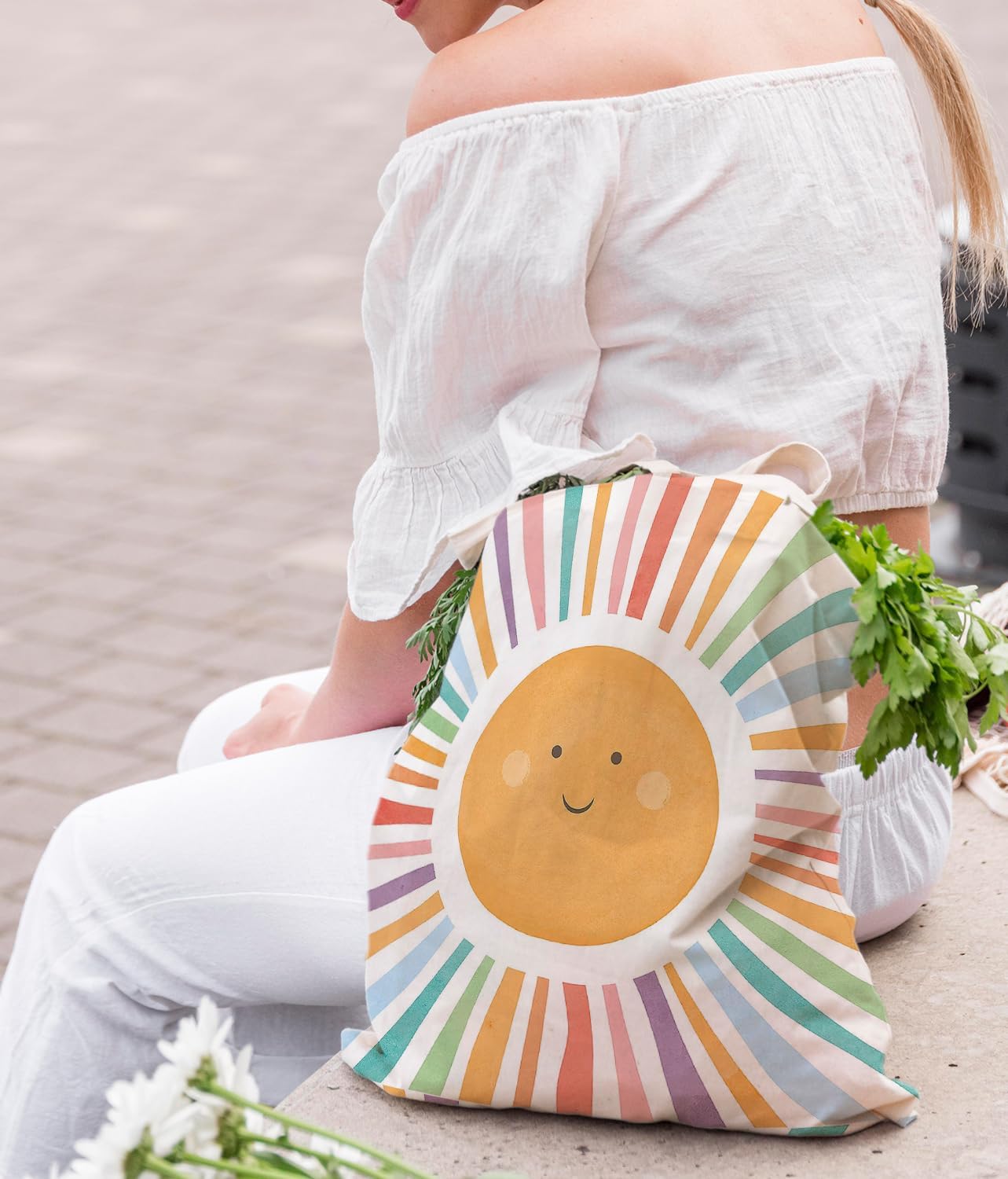 Sunshine Gifts Canvas Tote Bag for Women, Kids tote Bag,Reusable Grocery, Sunshine Gifts Shopping Bag, Birthdays Gift for Women Holiday - Image 3