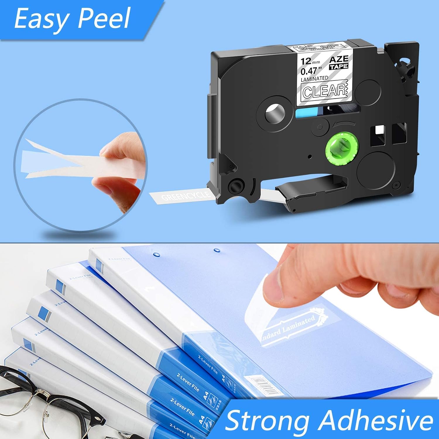 GREENCYCLE 2 Pack Compatible for Brother P Touch TZe-135 AZE 135 TZ135 TZ-135 1/2" 12mm 0.47 inch Laminated White on Clear TZ TZe Label Tapes Used in PTD210 PT-H100 PTH110 PT-D400AD PTD600 PT-1290