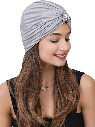 Chemo Headwear Headwrap Scarf Beanie Hat Women Stretch Knot Front Turban Olive Green, A Lilac, 3-4 - View #8