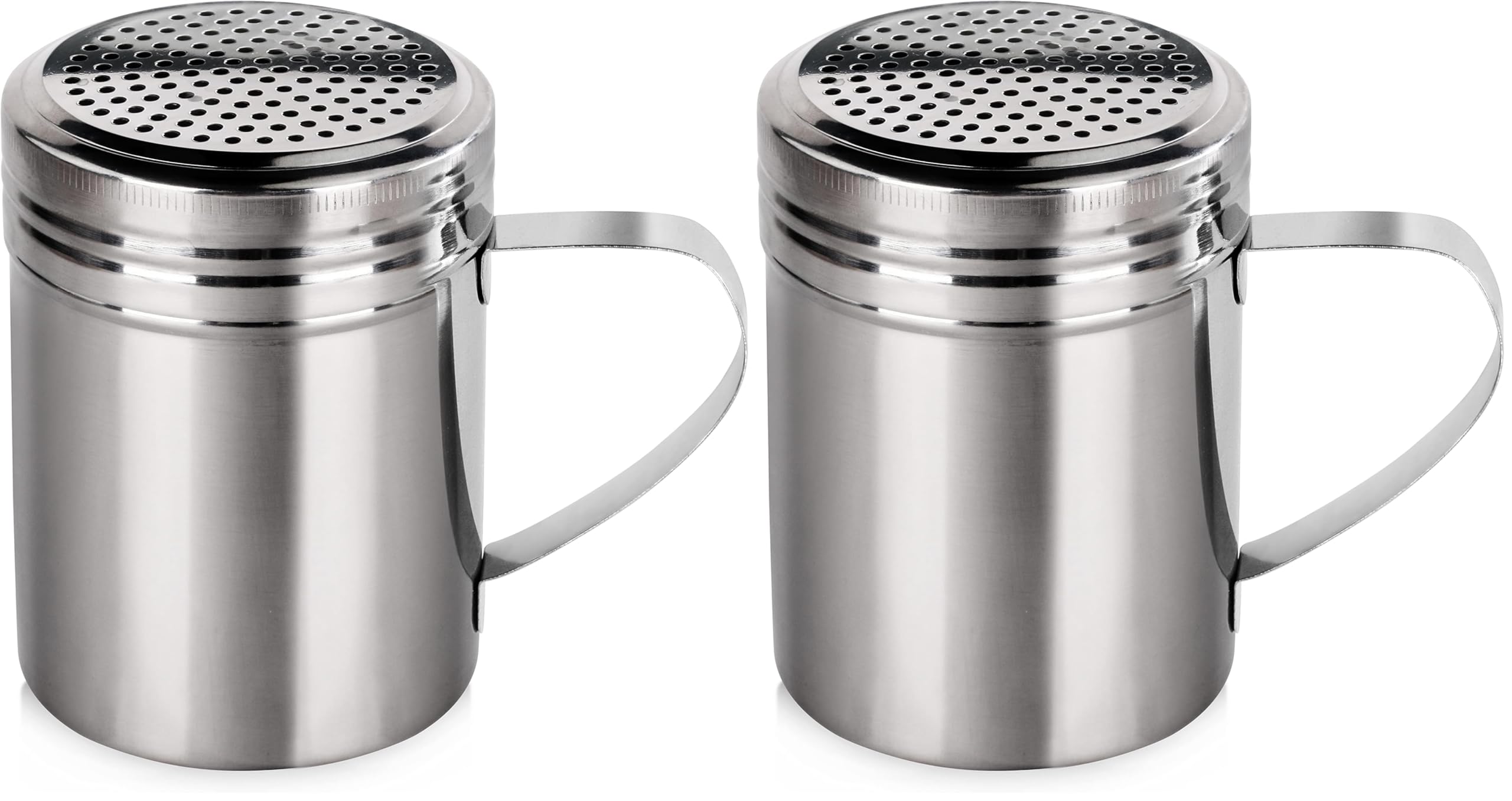 New Star Foodservice 28485 Stainless Steel Dredge Shaker with Handle, 10-Ounce, Set of 2 (Pack of 2)