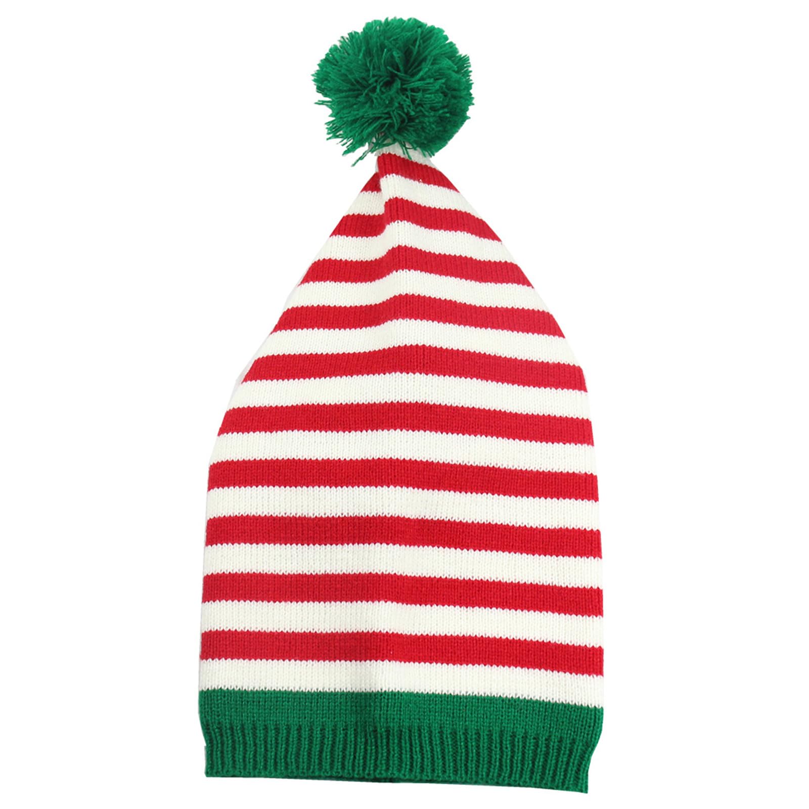 Tsophreniq Christmas Knitted Hat Hat Santa Red Green Knit Crochet Cap for Christmas Party Adults Teens Kids Santa Crochet Hats for Women