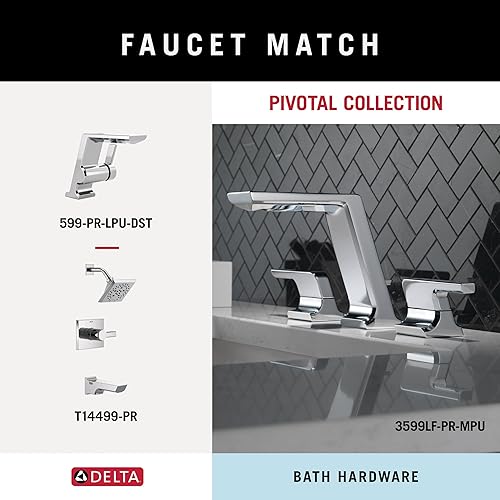 Miniatura 6 de DELTA FAUCET 79956 Soporte de papel higiénico pivotal montado en la pared con estante en cromo pulido