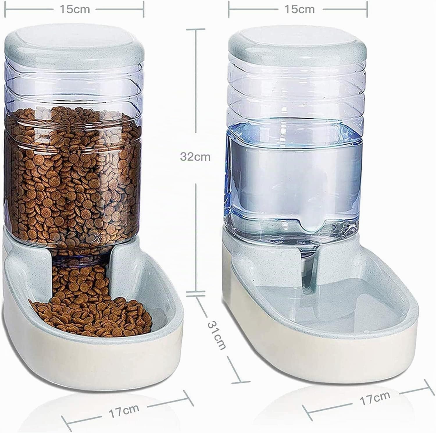 Edipets, Automatischer Futterspender Katze, Hunde, 2 Einheiten, 3.8L, Futter- und Wasserspender für Haustiere (Grau)