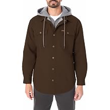 Smiths Workwear Mens Sherpa-lined Hooded Stretch-canvas Snap Shirt-jacket