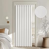 MIULEE Magnetic Accordion Folding Door Curtain White 39x78in - Pleated Room Divider for Closet Bedroom Doorway with Hooks