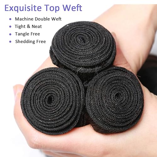 Miniatura 6 de Extensiones de cabello humano brasileño ondulado con cierre de encaje grado 8A, extensiones de cabello humano con cierre de parte libre, extensiones