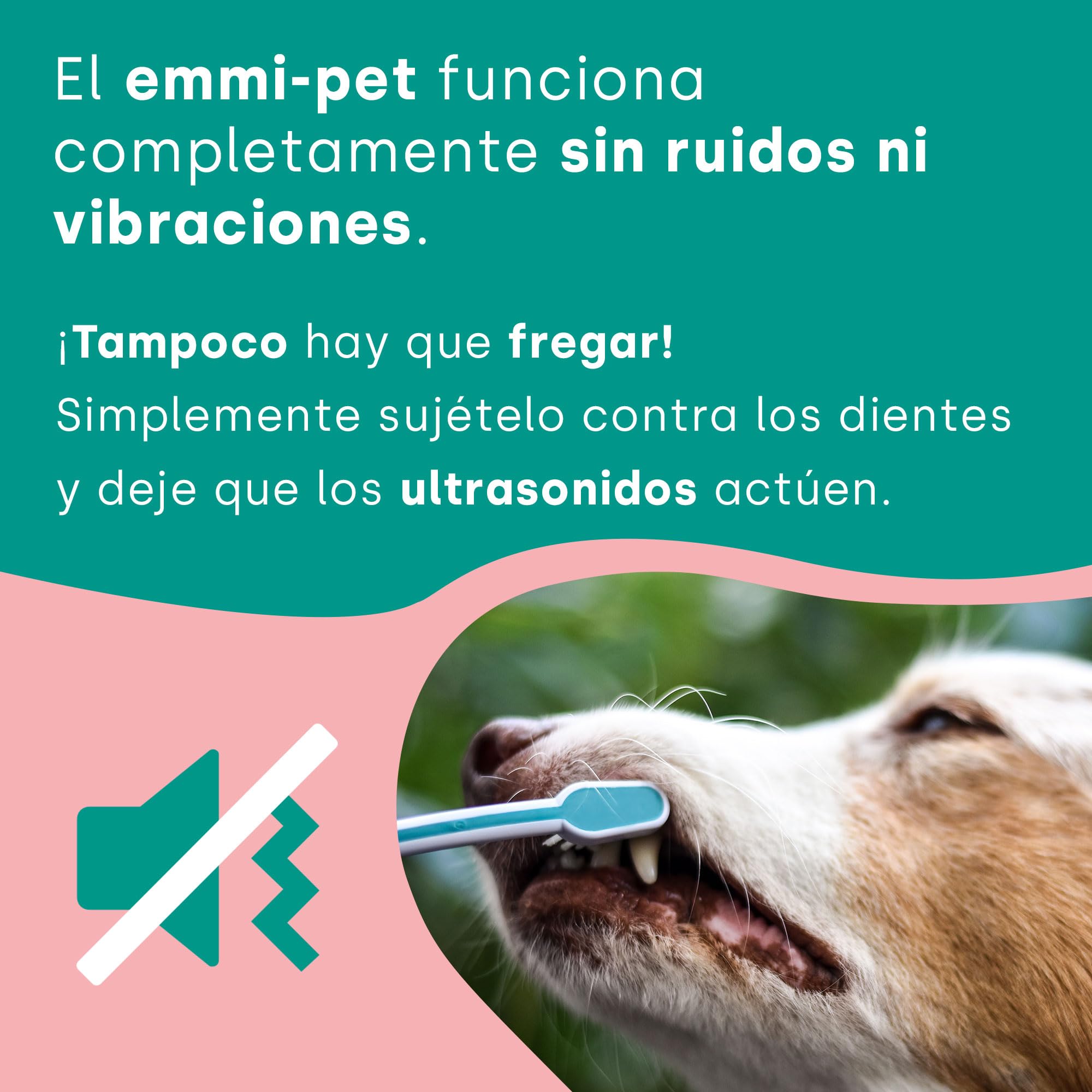 emmi-pet 2.0 Set de Cuidado Dental Inicial para Perros y Gatos - Silencioso y sin Frotar I Cepillo Ultrasónico para Perros y Gatos + Accesorios I Combate el Sarro, el Mal Aliento y la Gingivitis