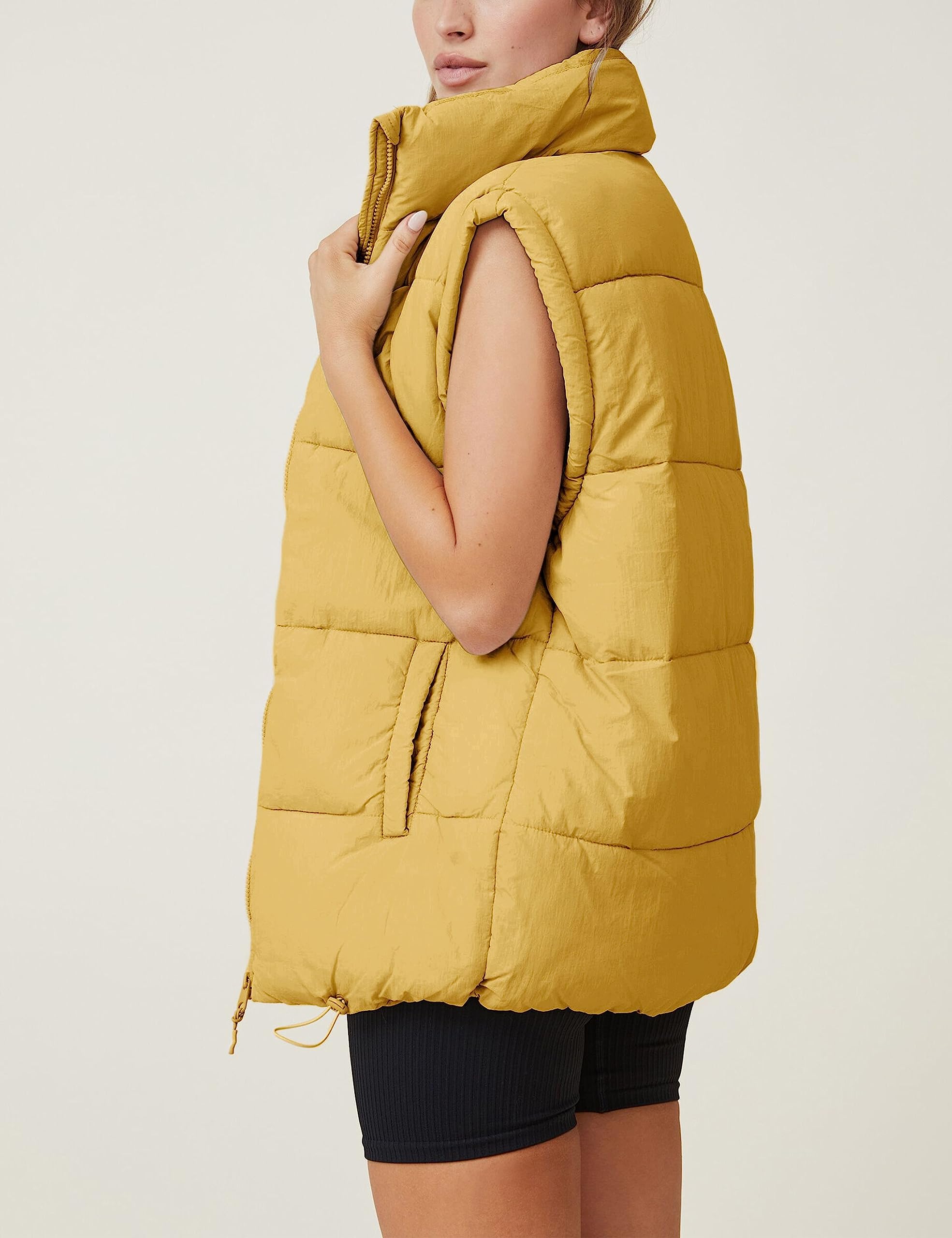 Zhiyouni Chalecos acolchados para mujer, sin mangas, con cuello alto, con cremallera