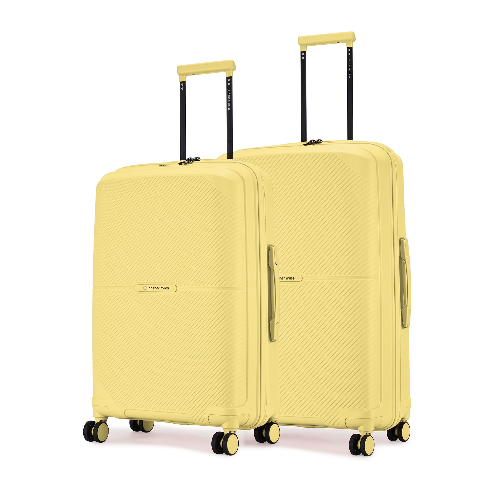 nasher miles Hawaii TSA Lock and Anti-Theft Hard-Sided 8 Spinner Wheel Polypropylene Luggage Set of 2 Yellow Trolley Bags |Suitcase Set(65 & 75 Centimeters), Medium & Large-picture-1