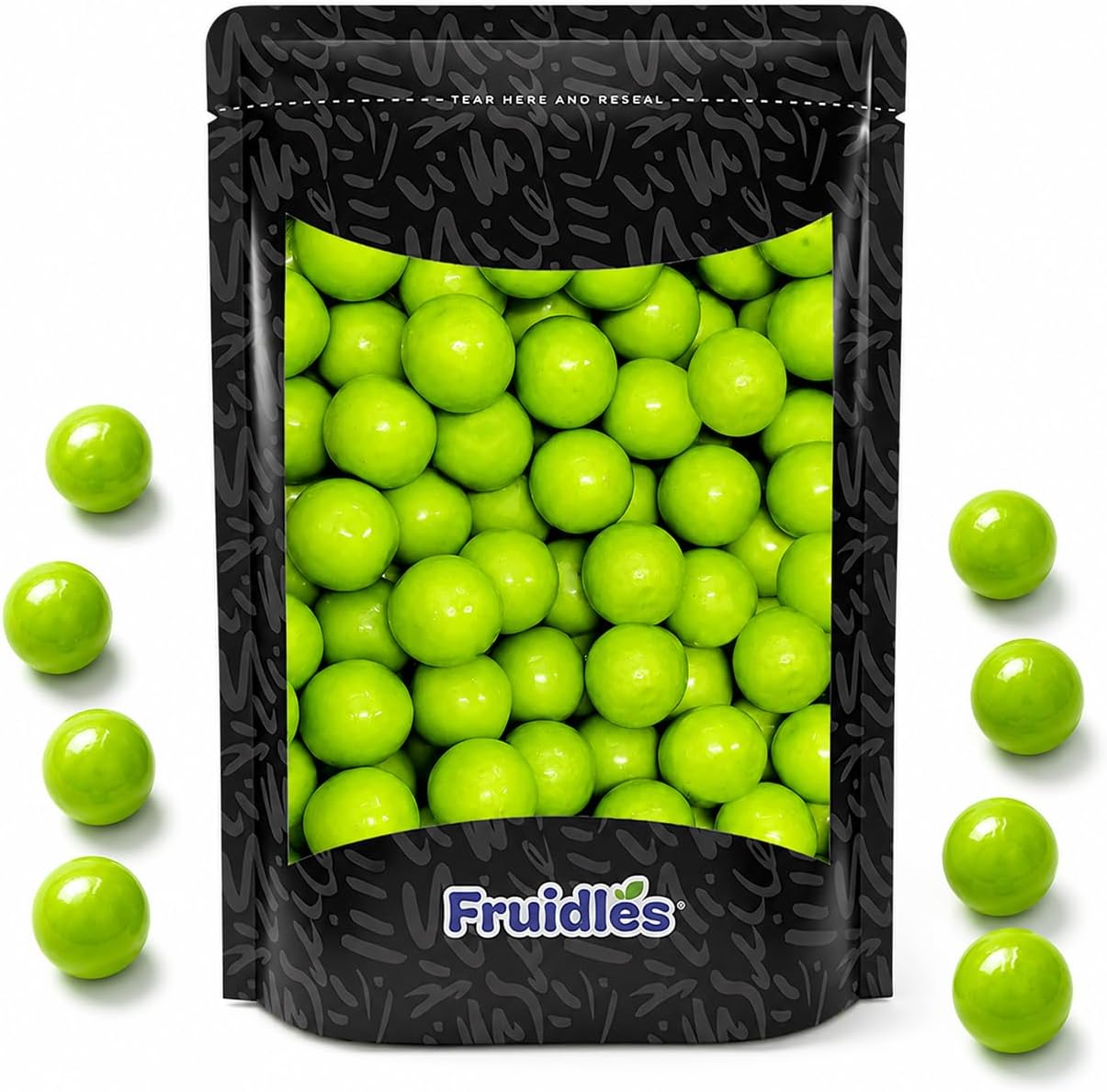 Fruidles Gum Balls Fruit Flavored, Candy Buffet Treats, Machine Size Refills, Kosher Certified Parve, 1" Inch (Green Apple, Half-Pound)