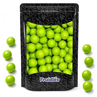 Fruidles Green Apple Gum Balls Fruit Flavored, Candy Buffet Treats, Machine Size Refills, Kosher Certified Parve, 1" Inch 2 Pounds