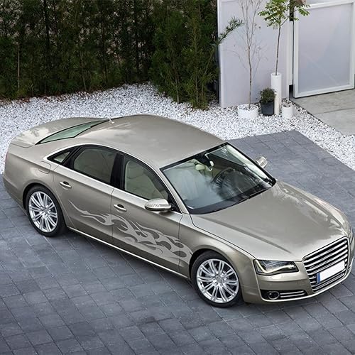 Miniatura 5 de RUIANTE Juego de calcomanías de vinilo con patrón de llama gris calcomanías de automóvil, puerta, campana, decoración de retrovisor, tema de