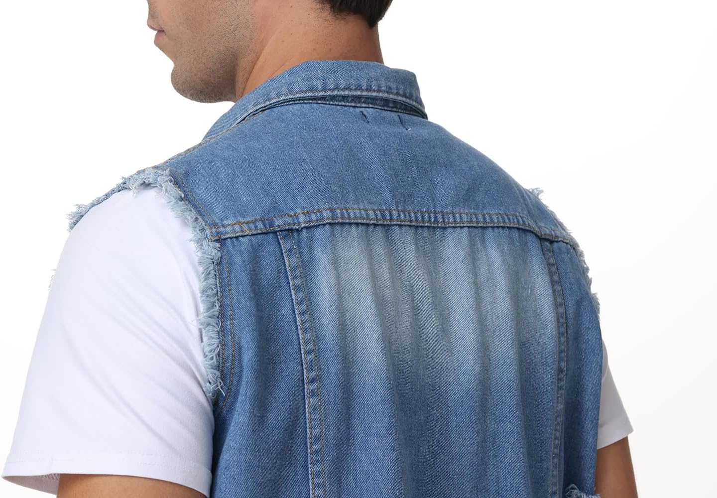 NASKY Men's Fit Retro Ripped Denim Vest Sleeveless Jean Vest and Jacket - Image 8