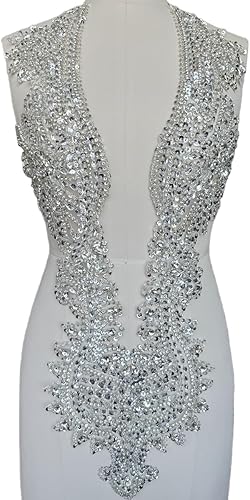 Apliques hechos a mano de cristal en encaje, cuentas de diamantes de imitación de costura, parches de lentejuelas, accesorios de decoración de lujo