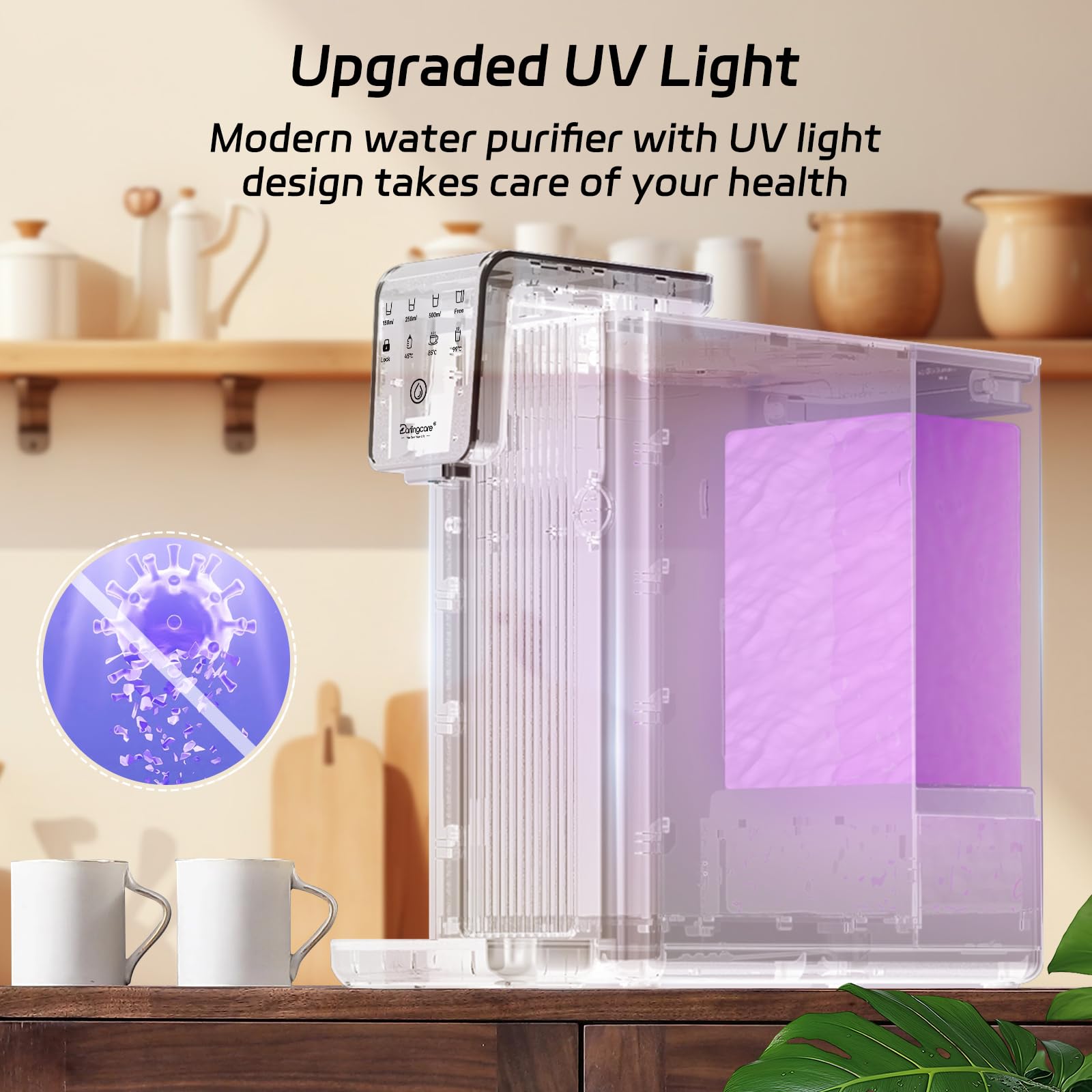 Osmoseur Inverse Distributeur Eau Chaude: osmose inverse avec filtration à 6 niveaux Système d'osmose inverse de comptoir moniteur TDS en temps réel 3:1 pur à évacuation pour Cuisine Bureau Maison