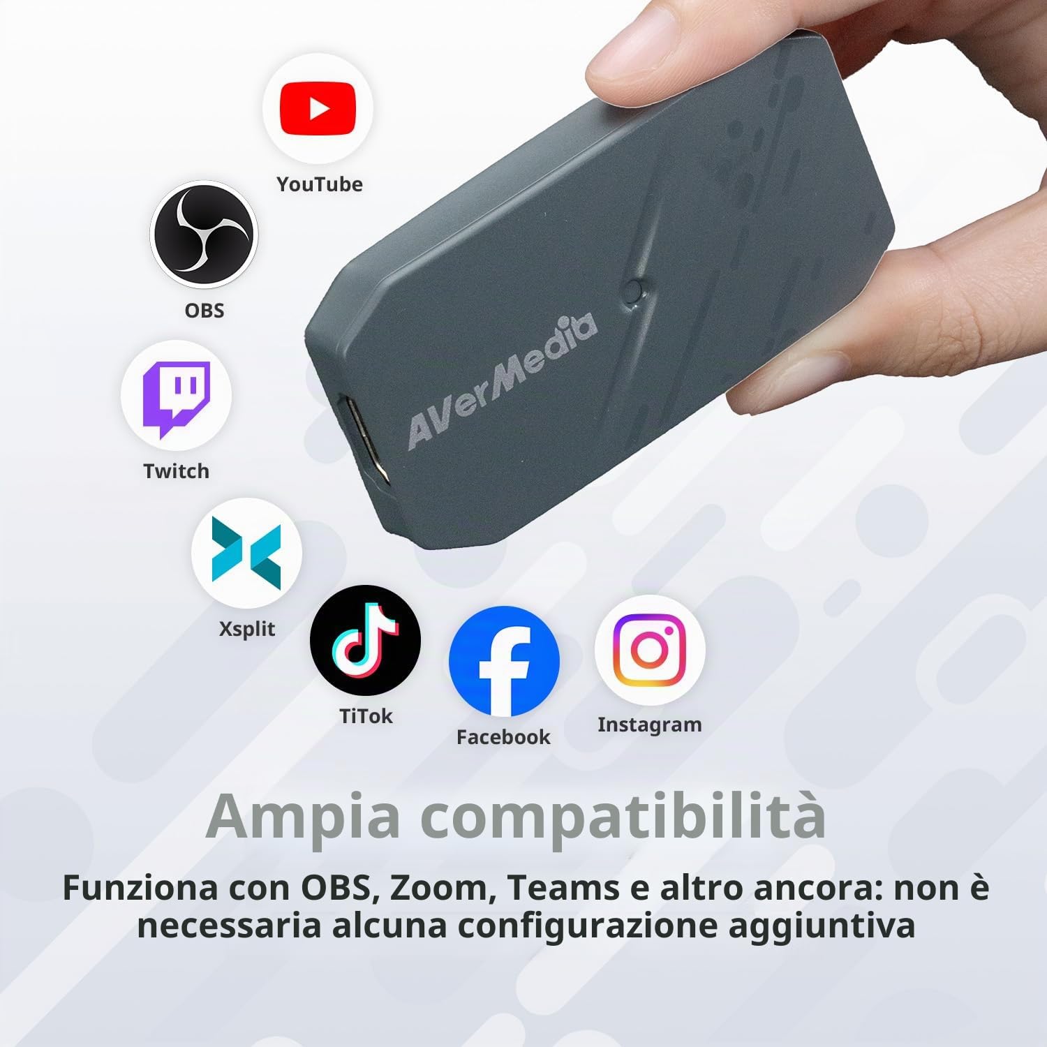 AVerMedia Scheda di acquisizione HDMI 4K60 per DSLR, videocamere, GoPro, bassa latenza per streaming live e videoconferenze con OBS, Zoom, Twitch, compatibile con Windows, Mac, iPad e PC - CamStream
