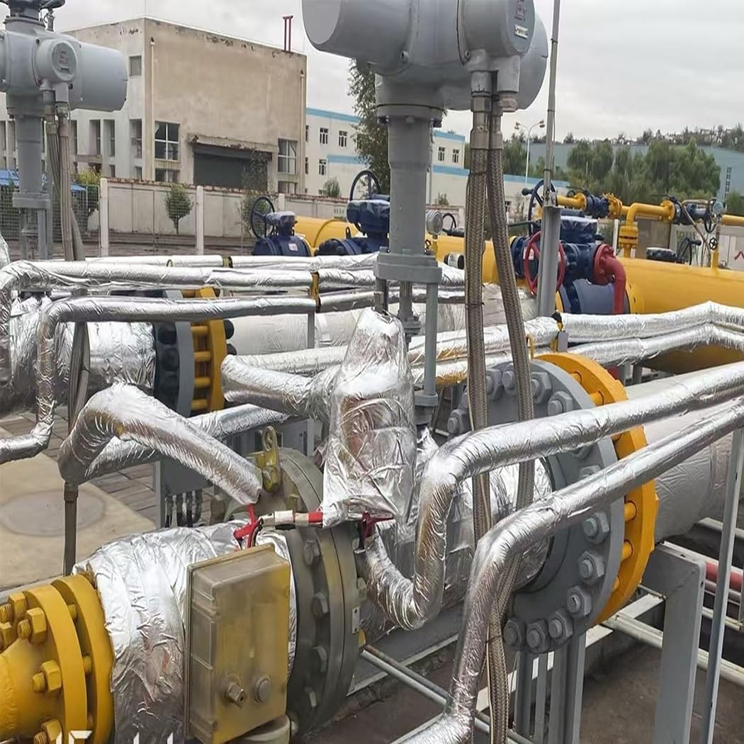 Aislamiento De Tuberías De Estufa, Tubo De Lana De Roca Con Aluminio, Aislamiento Térmico, Prevención De Incendios, Coquilla Aislante De Lana De Fibra De Vidrio(ID114.0mmxT50.0mmxL1.0m)