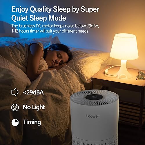 Miniatura 6 de ECOWELL - Purificadores de aire para habitación grande del hogar con sensor de calidad de aire, cubre hasta 1640 pies cuadrados, filtro HEPA,