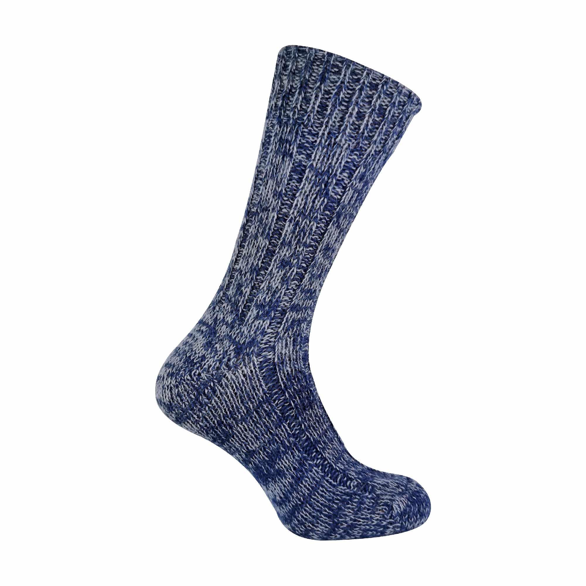 1 Pair Mens Thick Warm Cushioned 100% Wool Hiking & Walking Socks for Outdoors (6-11, Blue)