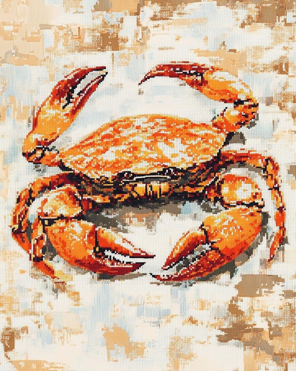 WallustrioaW Printed Cross Stitch Embroidery Patterns,Animal Crab,DIY 11CT Cross Stitch Embroidery Kits Craft Hobby Gift for Adults,40x50cm