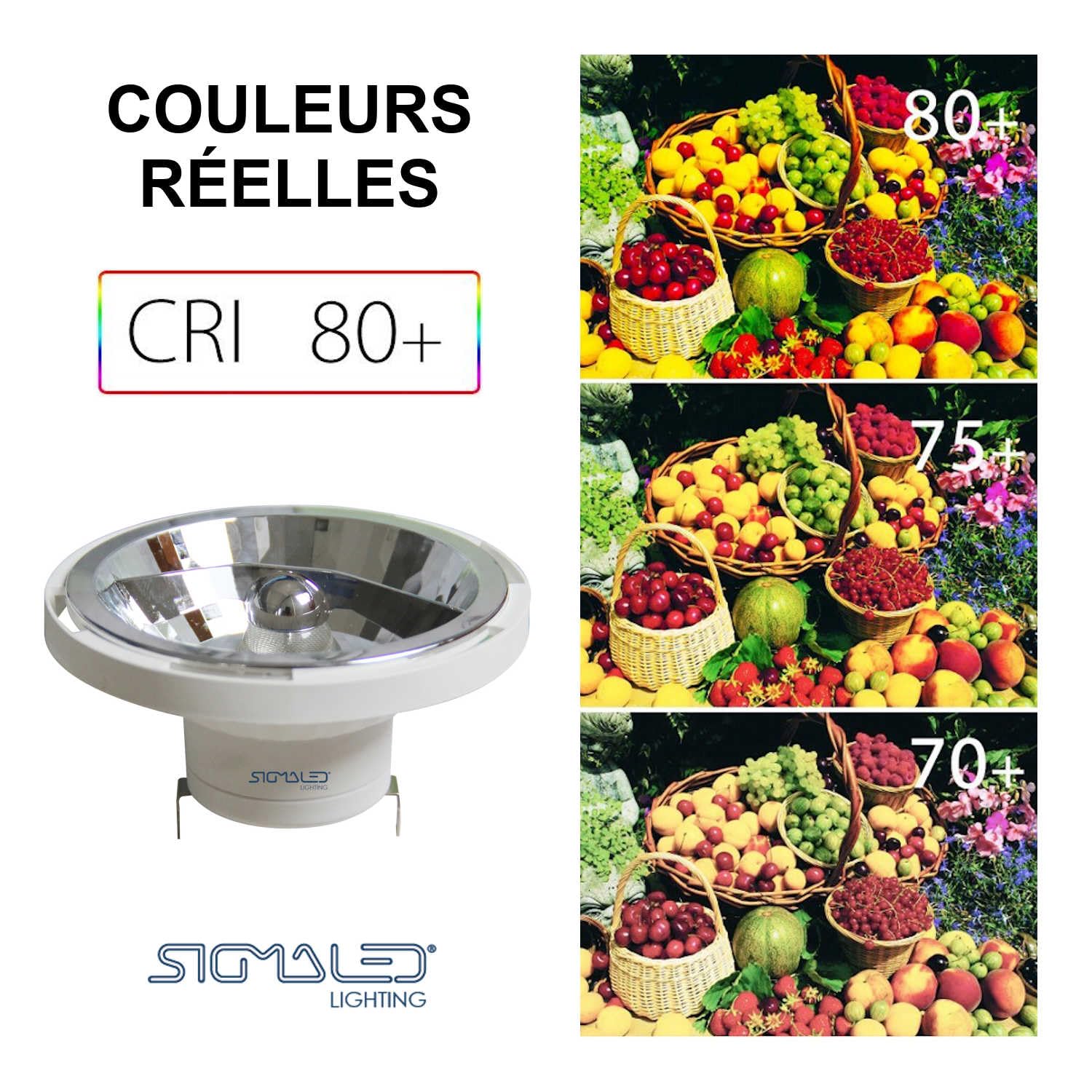SIGMALED LIGTHING - SPOT LED AR111 G53 14W (équivalent 120W halogène) - 1050 lumens - Blanc Naturel 4000K - 12V DC/AC - Ampoule AR111 - LOT de 5 SPOTS