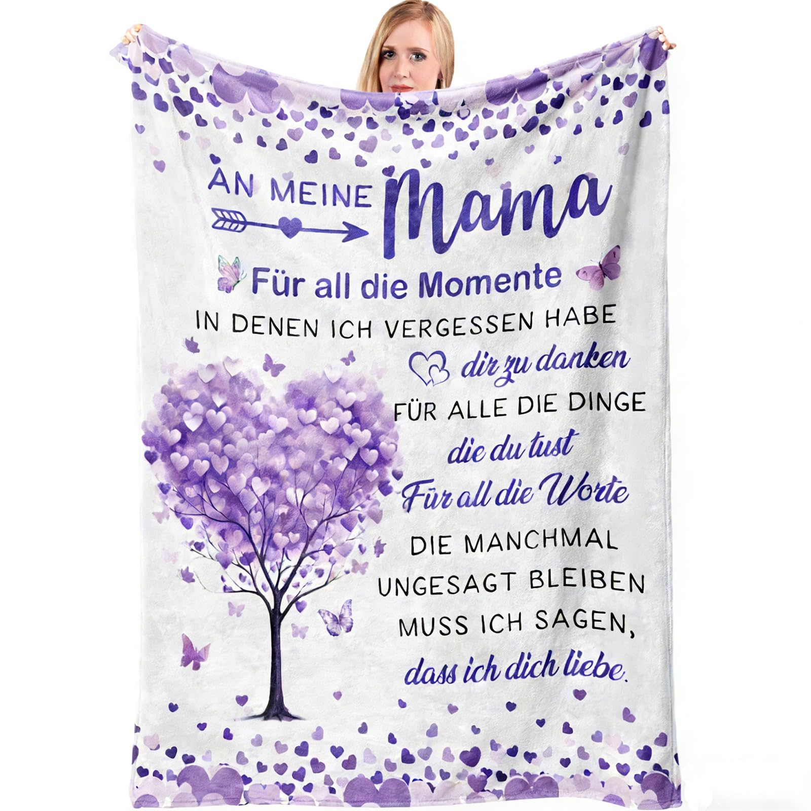 PRSTENLY Muttertagsgeschenke für Mama, Beste Mama Geschenk, Geschenk Mama's Geburtstag, Muttertagsgeschenk, Geschenk Mutter Weihnachtszeit Geburtstag, Flanell Decke für Mamas von Sohn Tochter Lila