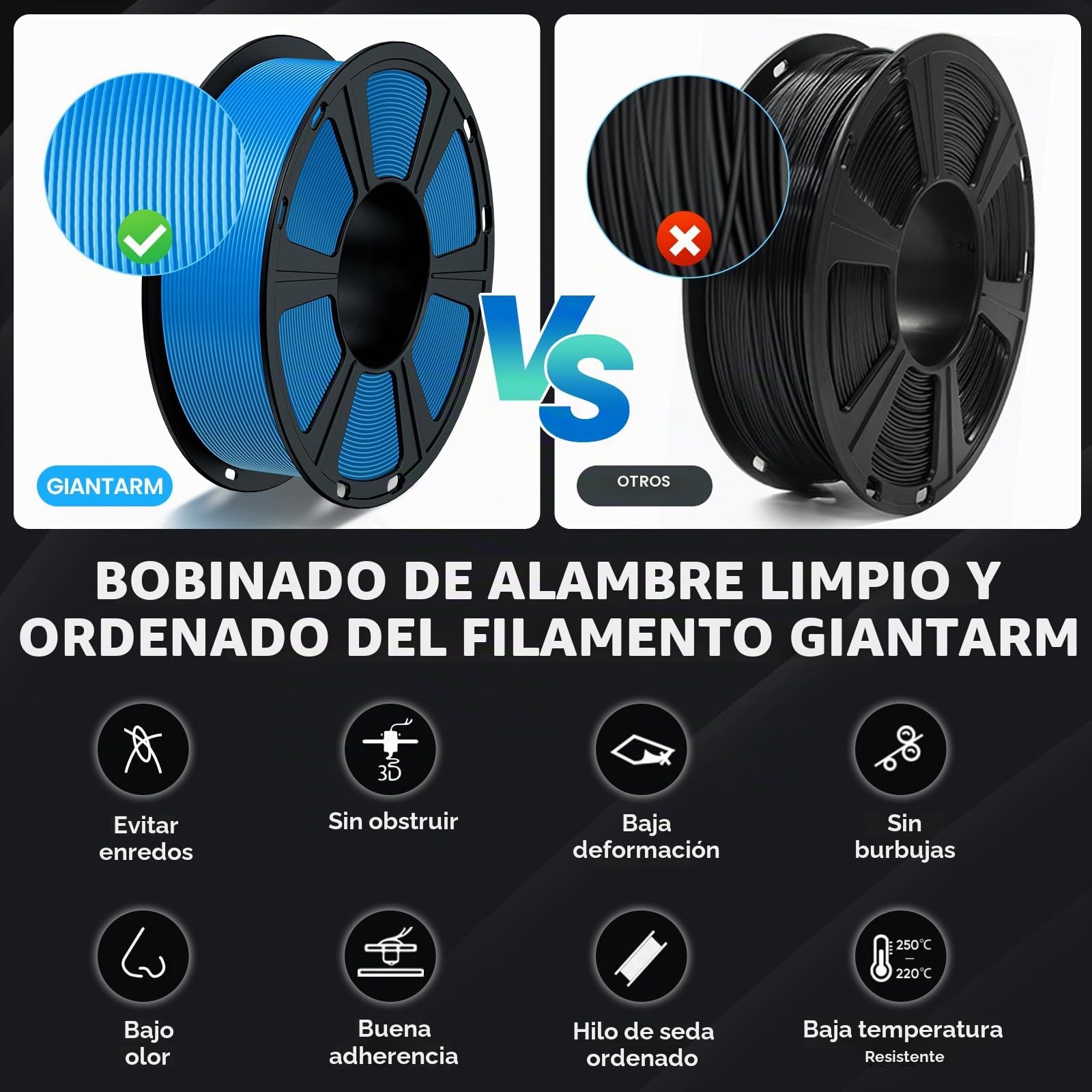 PETG Filamento, Filamento de impresora 3D, GIANTARM PETG filamento 1,75mm 1kg, Precisión dimensional +/- 0,03 mm,Blanco(2PCS)