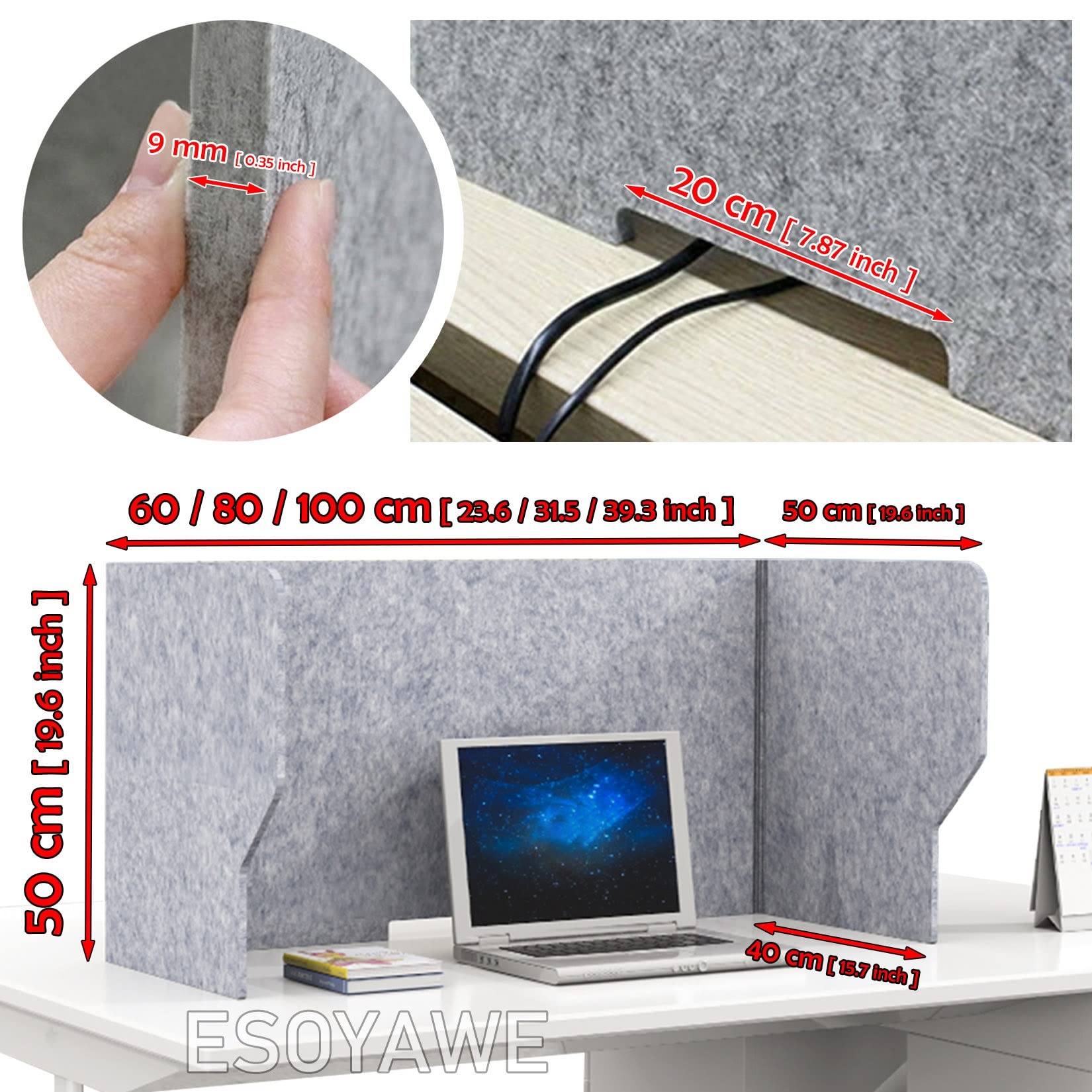 Séparateur De Table Acoustique Panneau De Confidentialité De Bureau 2Pièces