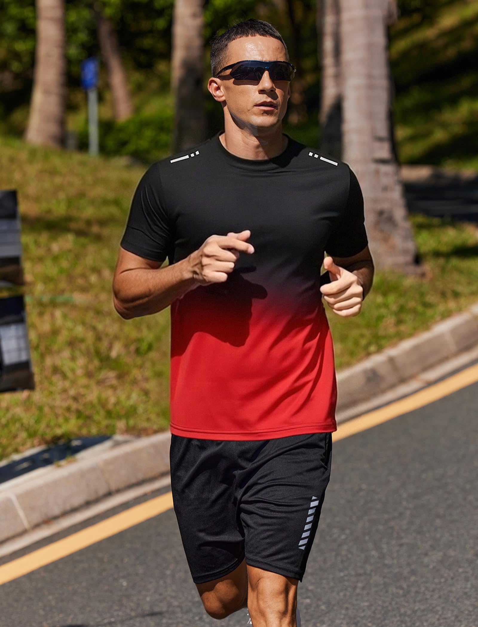 PINSPARK Camiseta Deportiva De Manga Corta Hombre, Transpirable, Secado RáPido, Correr Y Gimnasio, con Degradado — view 3