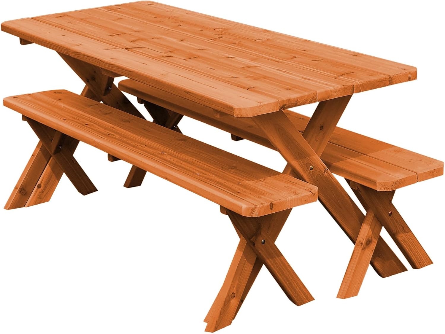 Furniture Barn USA Cedar 8' CrossLeg Table with 2 Benches