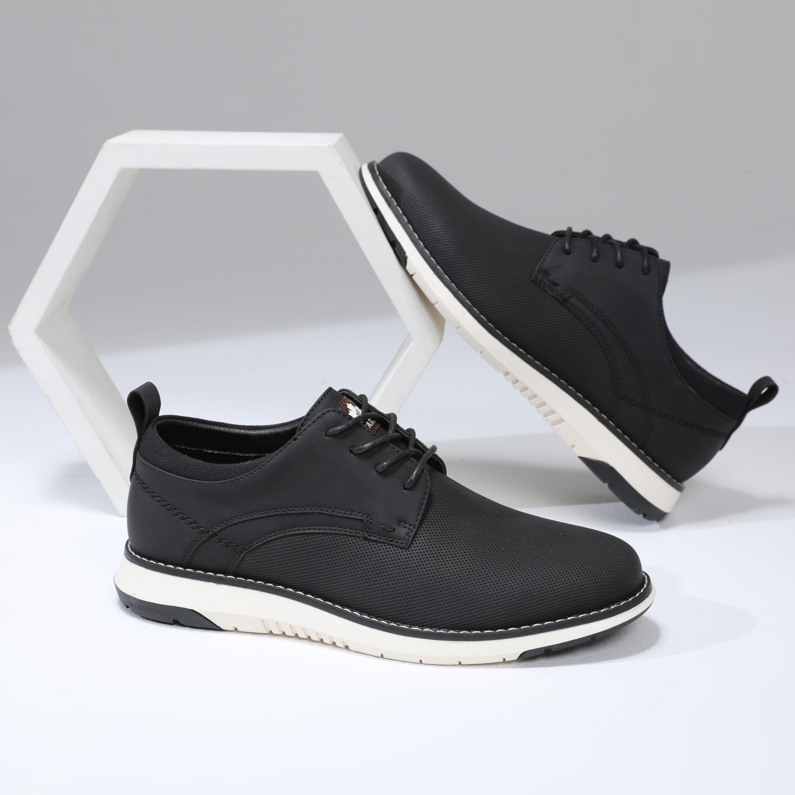Zapatos de vestir para hombre, zapatos Oxford casuales, zapatos de negocios formales Derby, zapatos para caminar, Negro - 6