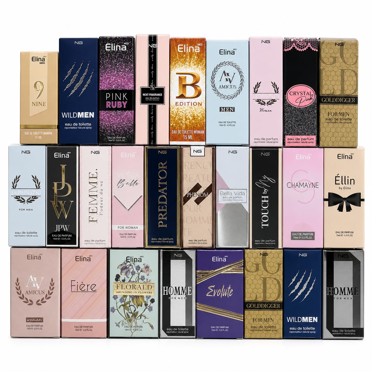 Trend Düfte Set 24 x 15 ml Parfüm für Damen Herren mit Spray Kopf Mini Flakon