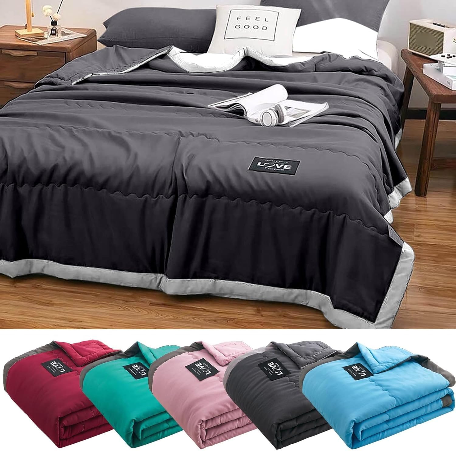Cooling Blanket for Night Sweats, Summer Ice Cooling Bed Sheets Blankets King Size Double Bed Adult Single Skin Friendly Plain Cooler Quilt for Hot Sleepers Sweats All-Season Lightweight Ice Throws UK